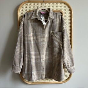 NWT Francesca's Plaid Button Shacket